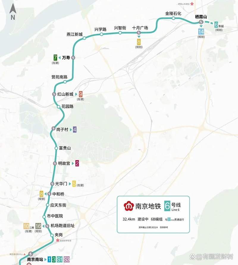 南京地铁6号线最新线路图